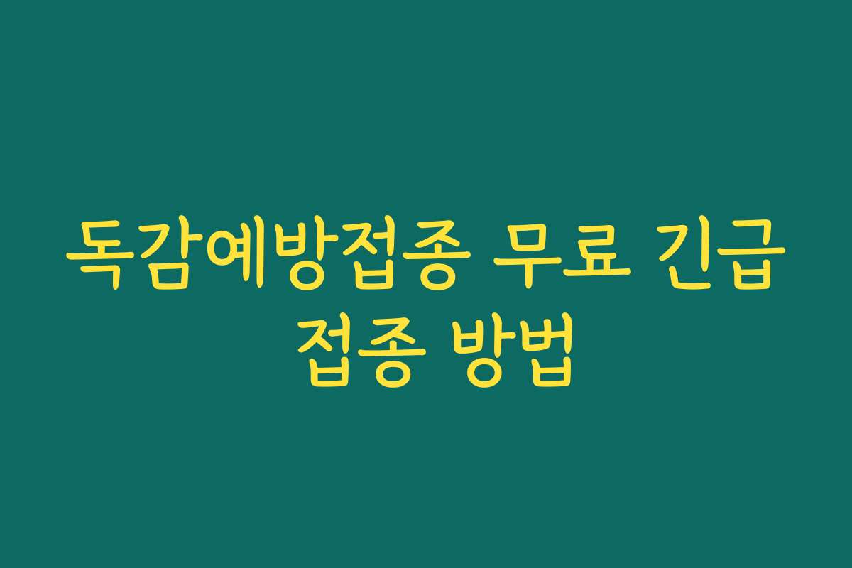 독감예방접종 무료 긴급 접종 방법