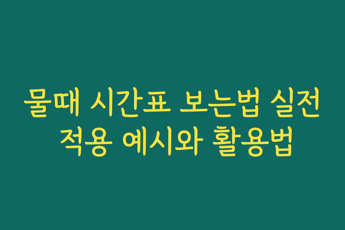 물때 시간표 보는법 실전 적용 예시와 활용법