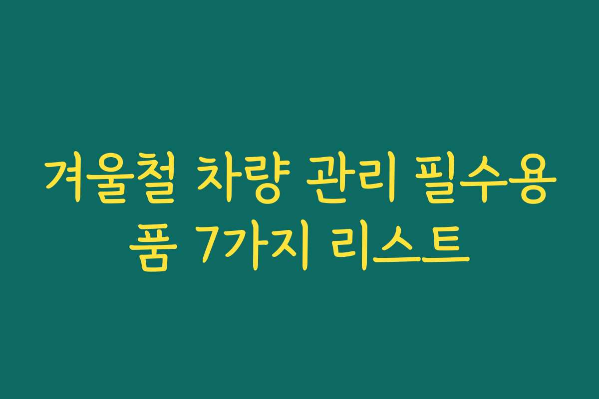 겨울철 차량 관리 필수용품 7가지 리스트