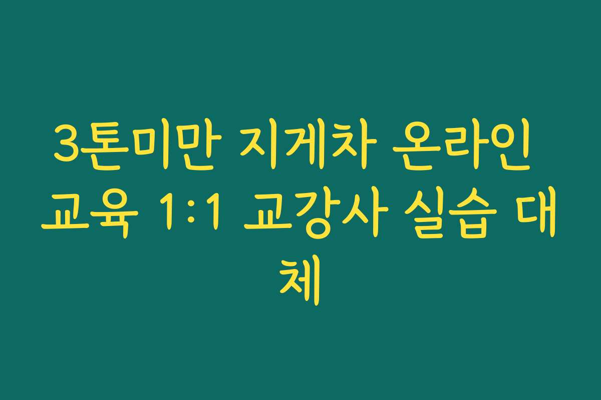 3톤미만 지게차 온라인 교육 1:1 교강사 실습 대체