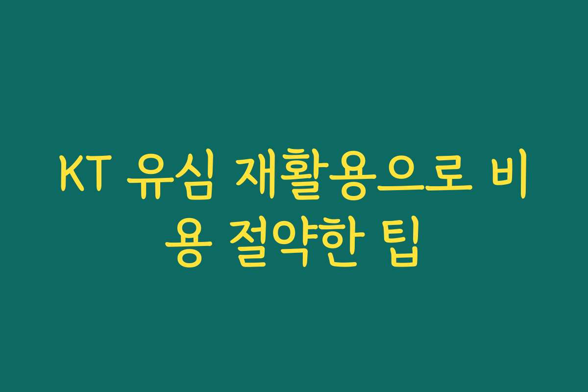 KT 유심 재활용으로 비용 절약한 팁