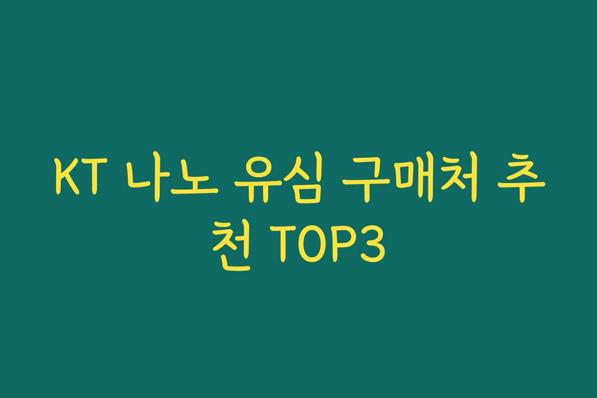 KT 나노 유심 구매처 추천 TOP3
