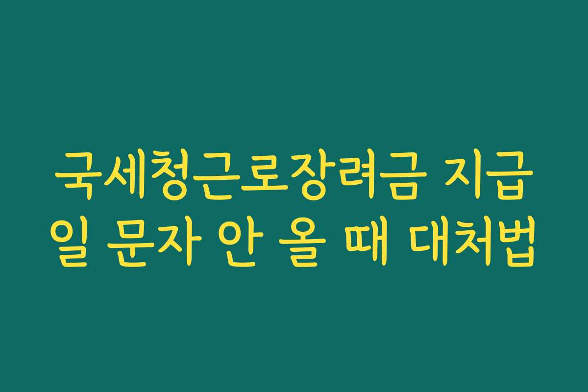 국세청근로장려금 지급일 문자 안 올 때 대처법