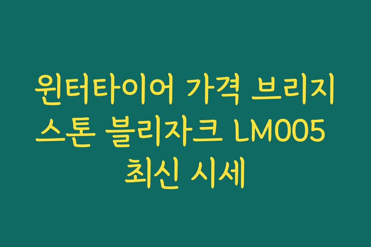 윈터타이어 가격 브리지스톤 블리자크 LM005 최신 시세