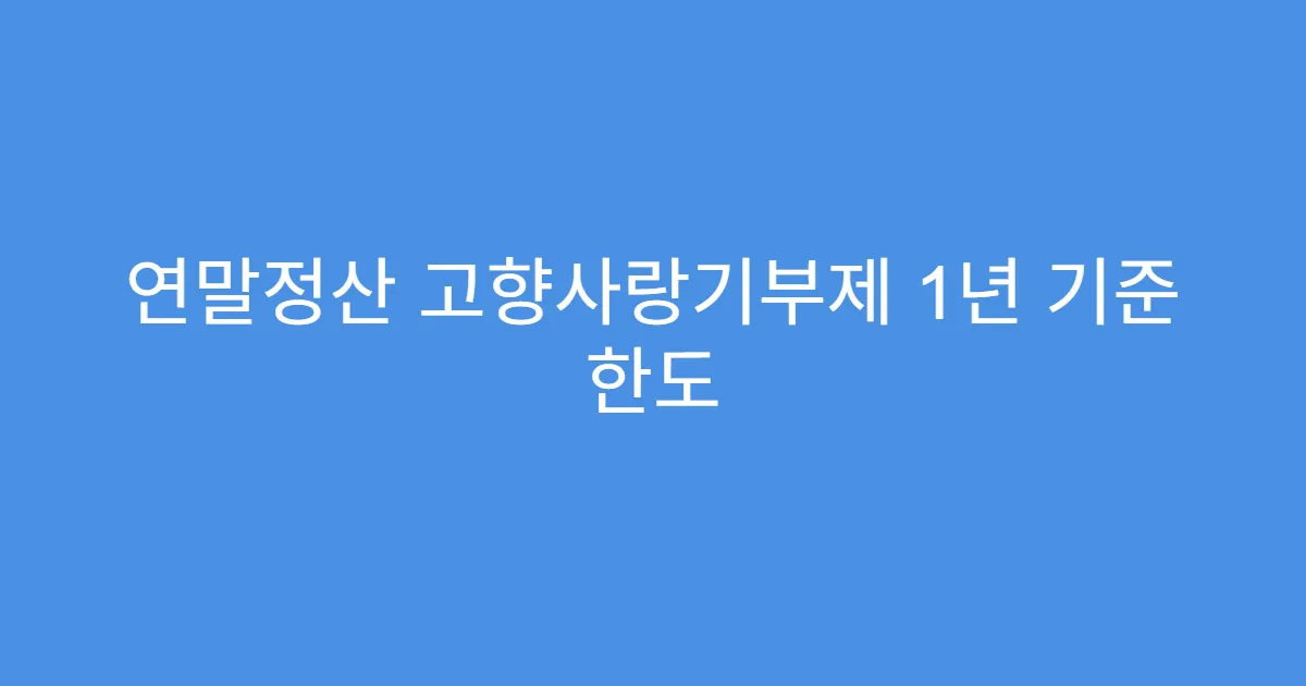 연말정산 고향사랑기부제 1년 기준 한도