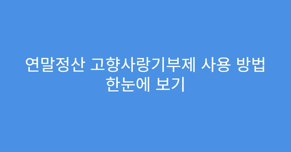 연말정산 고향사랑기부제 사용 방법 한눈에 보기
