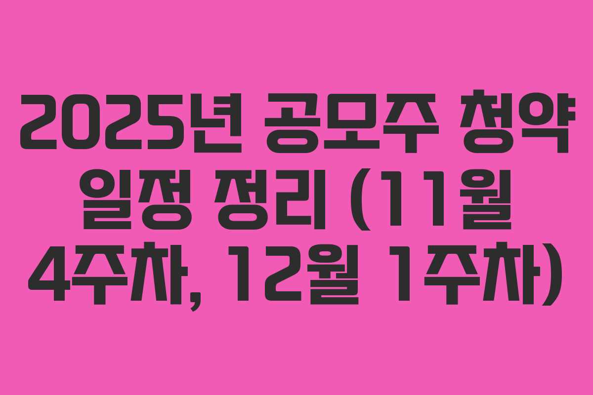 2025년 공모주 청약 일정 정리 (11월 4주차, 12월 1주차)