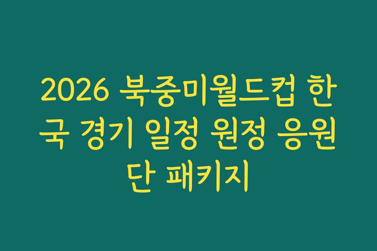2026 북중미월드컵 한국 경기 일정 원정 응원단 패키지