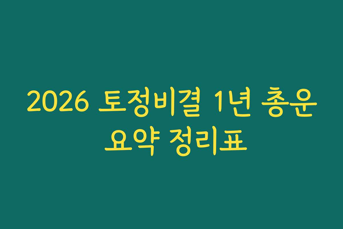 2026 토정비결 1년 총운 요약 정리표