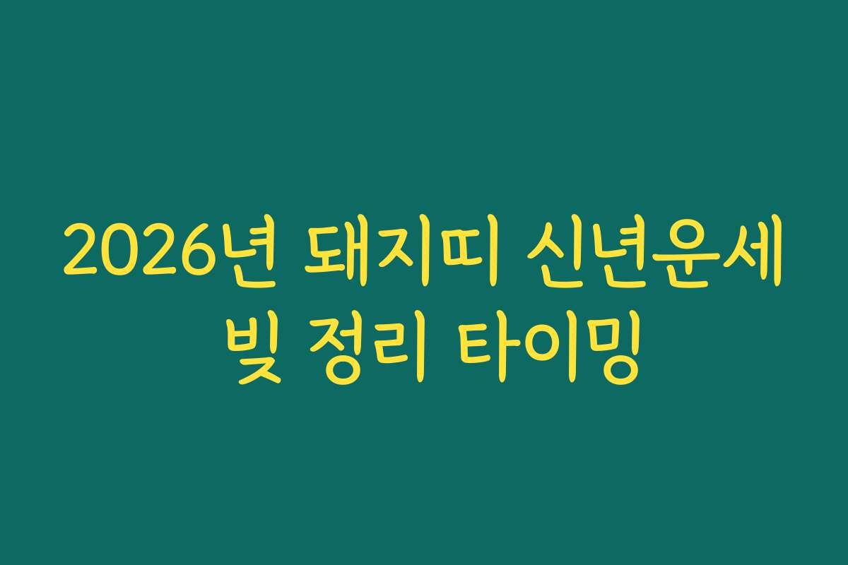 2026년 돼지띠 신년운세 빚 정리 타이밍
