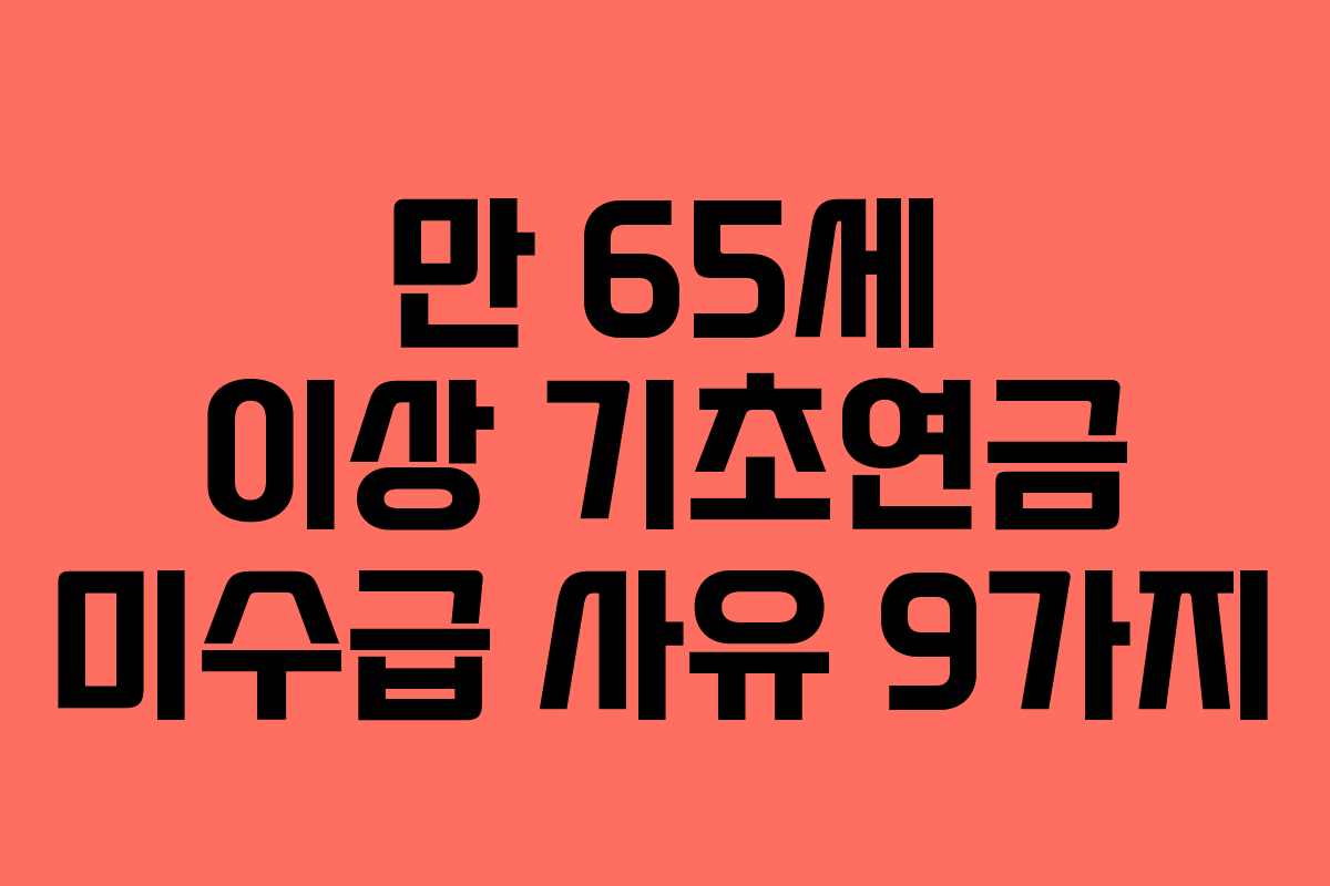 만 65세 이상 기초연금 미수급 사유 9가지