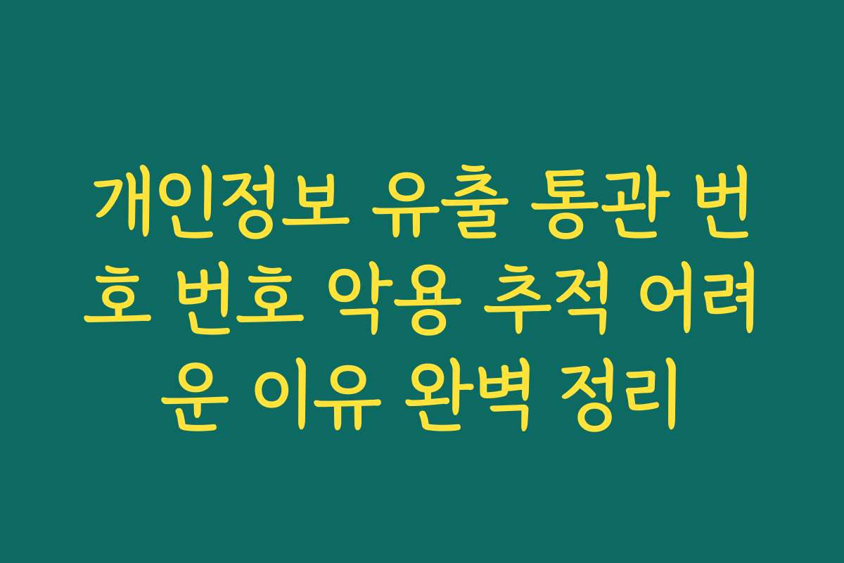 개인정보 유출 통관 번호 번호 악용 추적 어려운 이유 완벽 정리