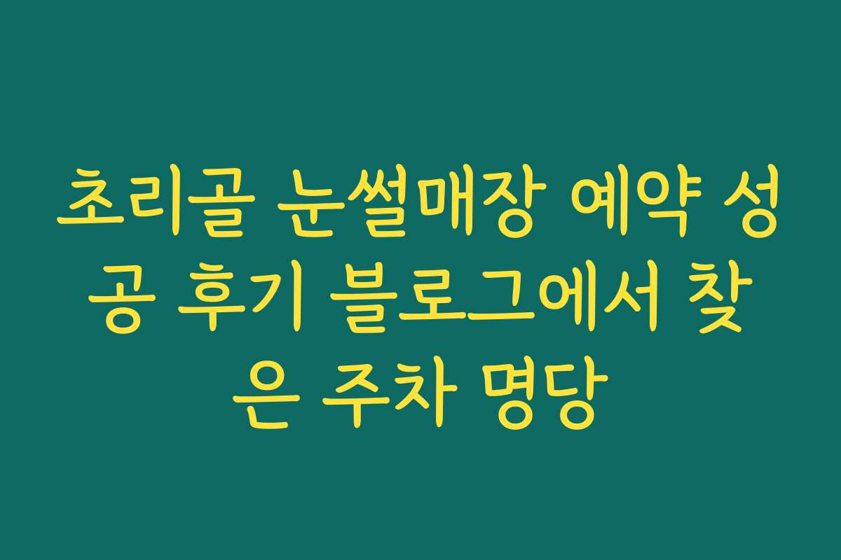 초리골 눈썰매장 예약 성공 후기 블로그에서 찾은 주차 명당