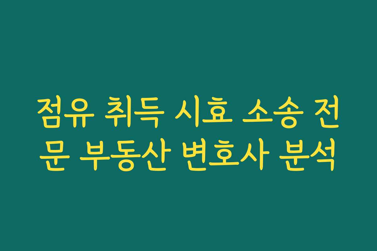 점유 취득 시효 소송 전문 부동산 변호사 분석