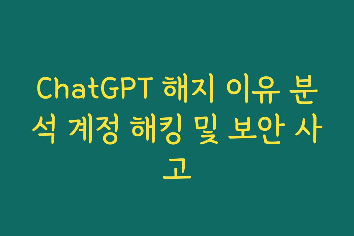 ChatGPT 해지 이유 분석 계정 해킹 및 보안 사고