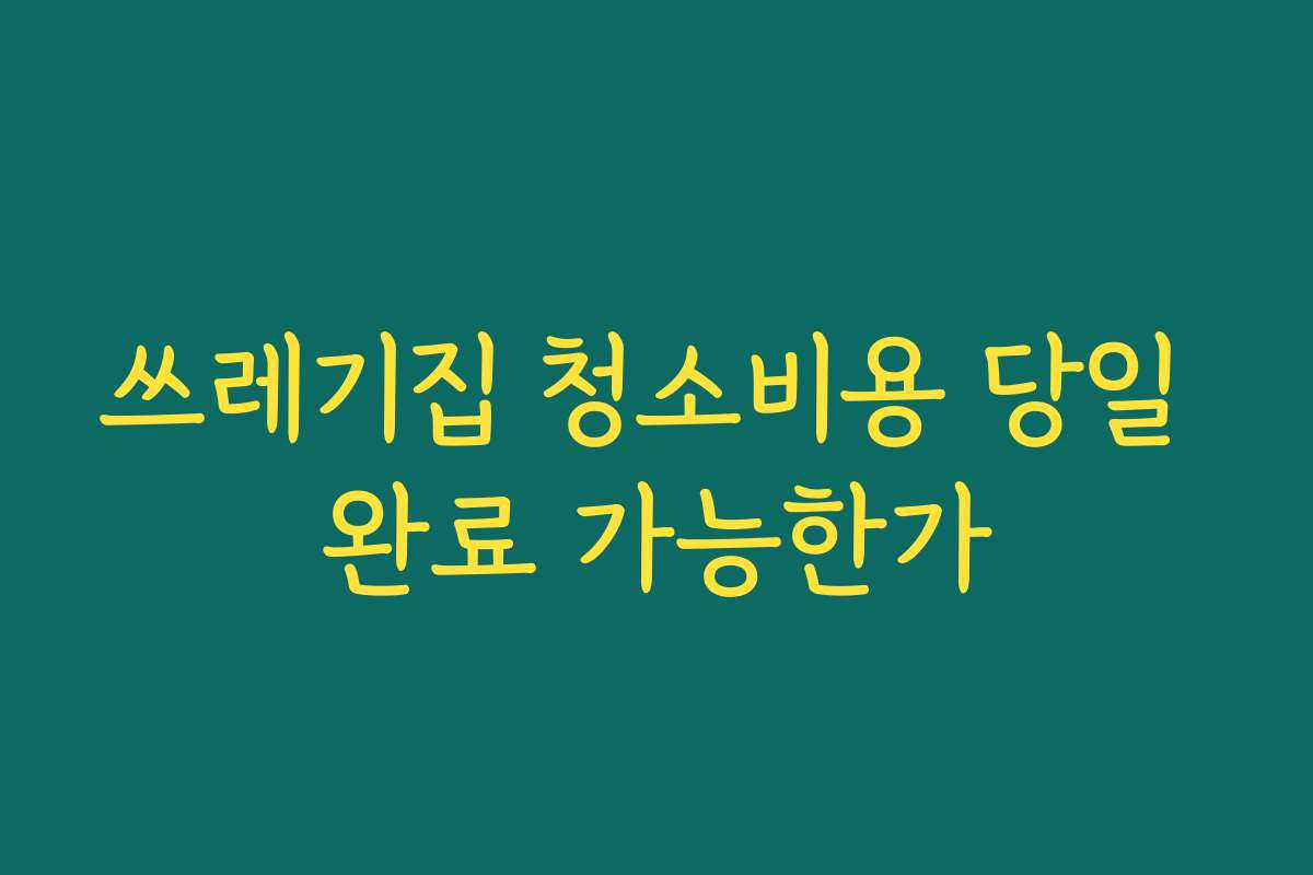 쓰레기집 청소비용 당일 완료 가능한가