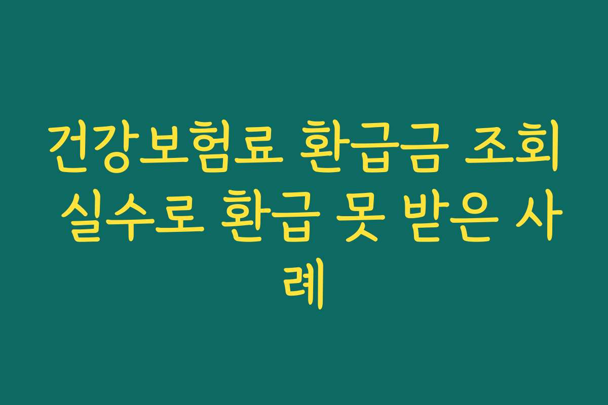 건강보험료 환급금 조회 실수로 환급 못 받은 사례