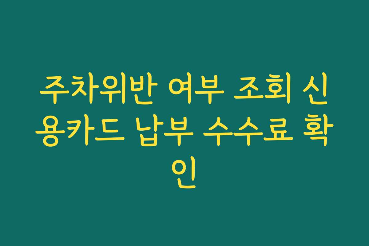 주차위반 여부 조회 신용카드 납부 수수료 확인