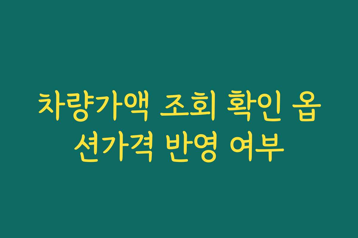 차량가액 조회 확인 옵션가격 반영 여부