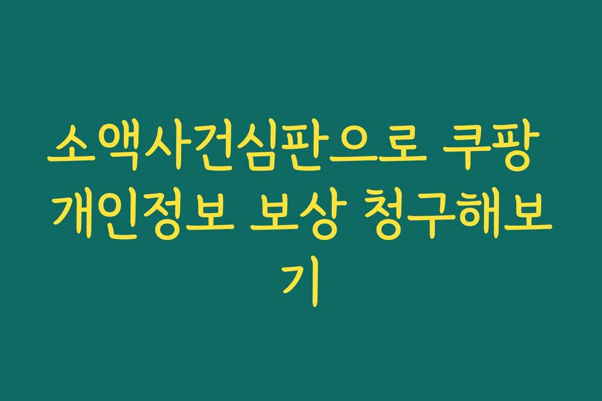 소액사건심판으로 쿠팡 개인정보 보상 청구해보기