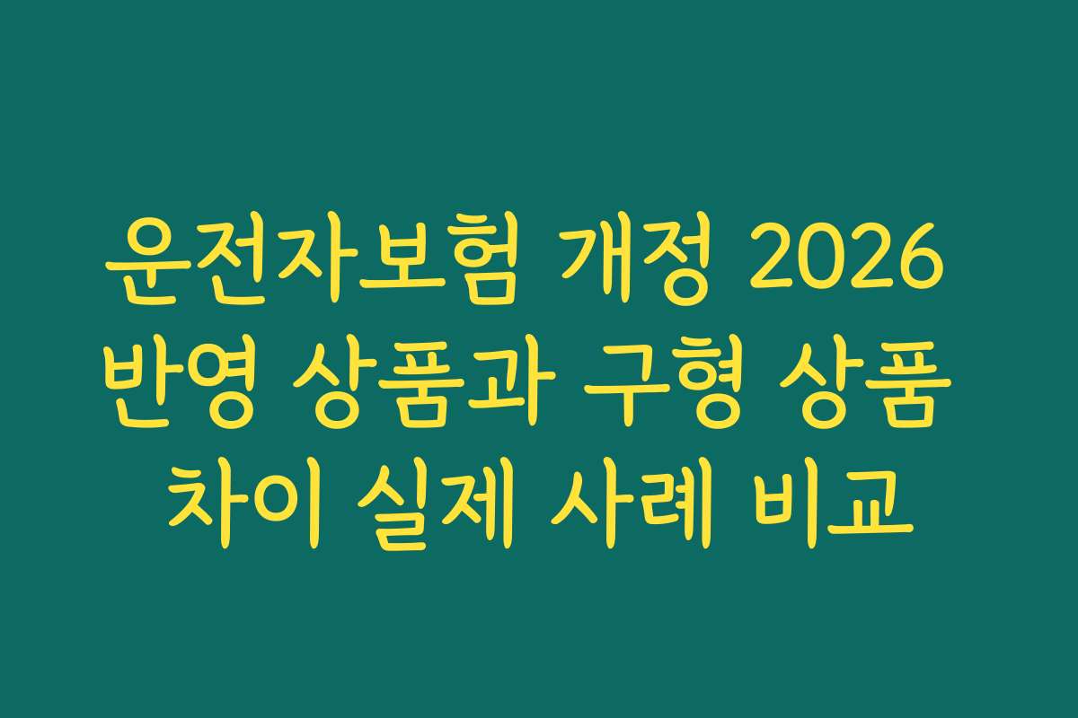 운전자보험 개정 2026 반영 상품과 구형 상품 차이 실제 사례 비교