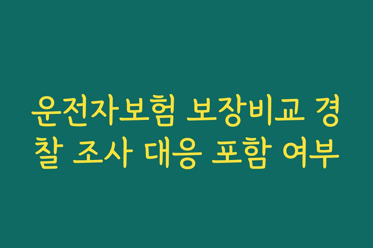 운전자보험 보장비교 경찰 조사 대응 포함 여부
