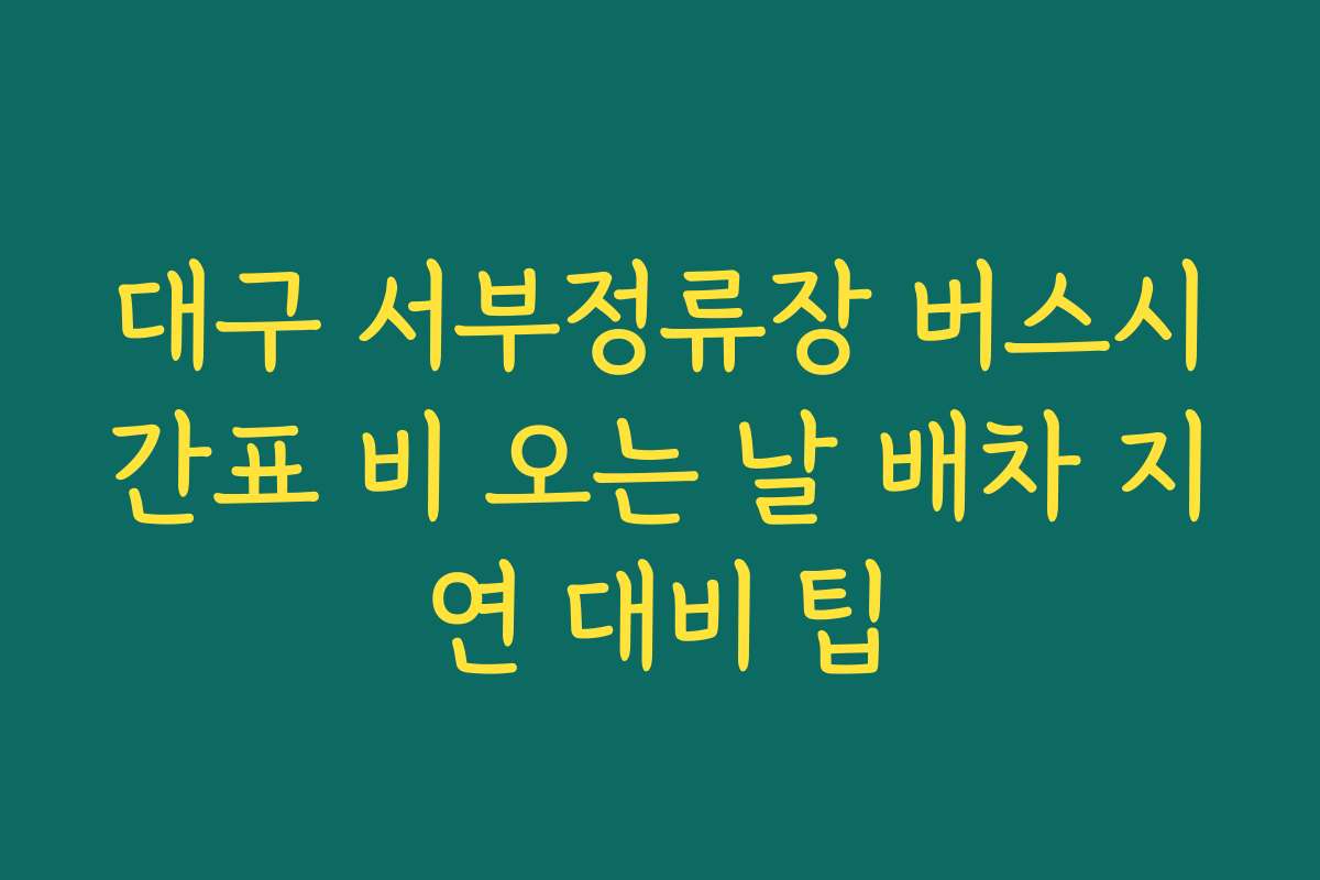 대구 서부정류장 버스시간표 비 오는 날 배차 지연 대비 팁