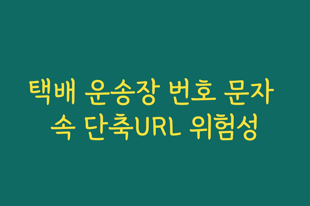 택배 운송장 번호 문자 속 단축URL 위험성