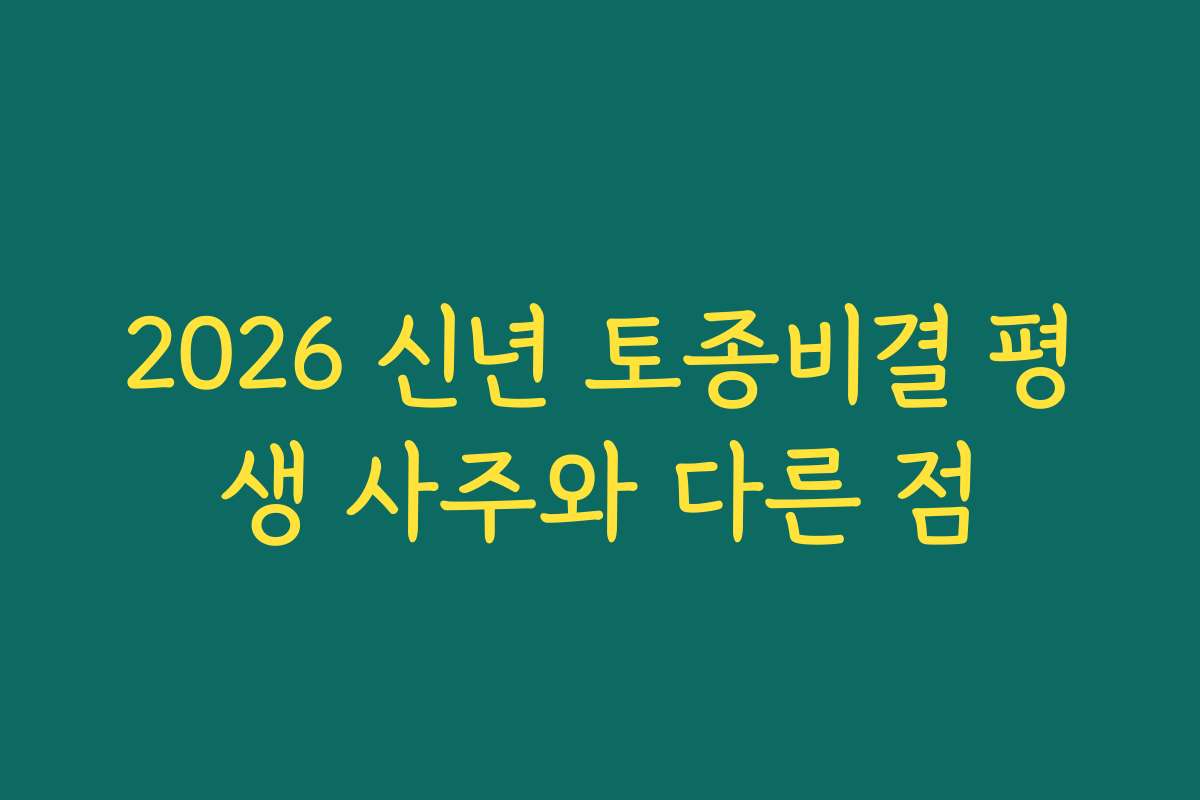 2026 신년 토종비결 평생 사주와 다른 점