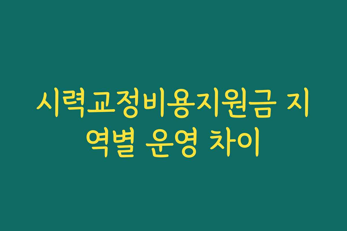 시력교정비용지원금 지역별 운영 차이
