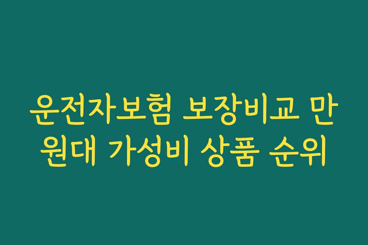운전자보험 보장비교 만원대 가성비 상품 순위