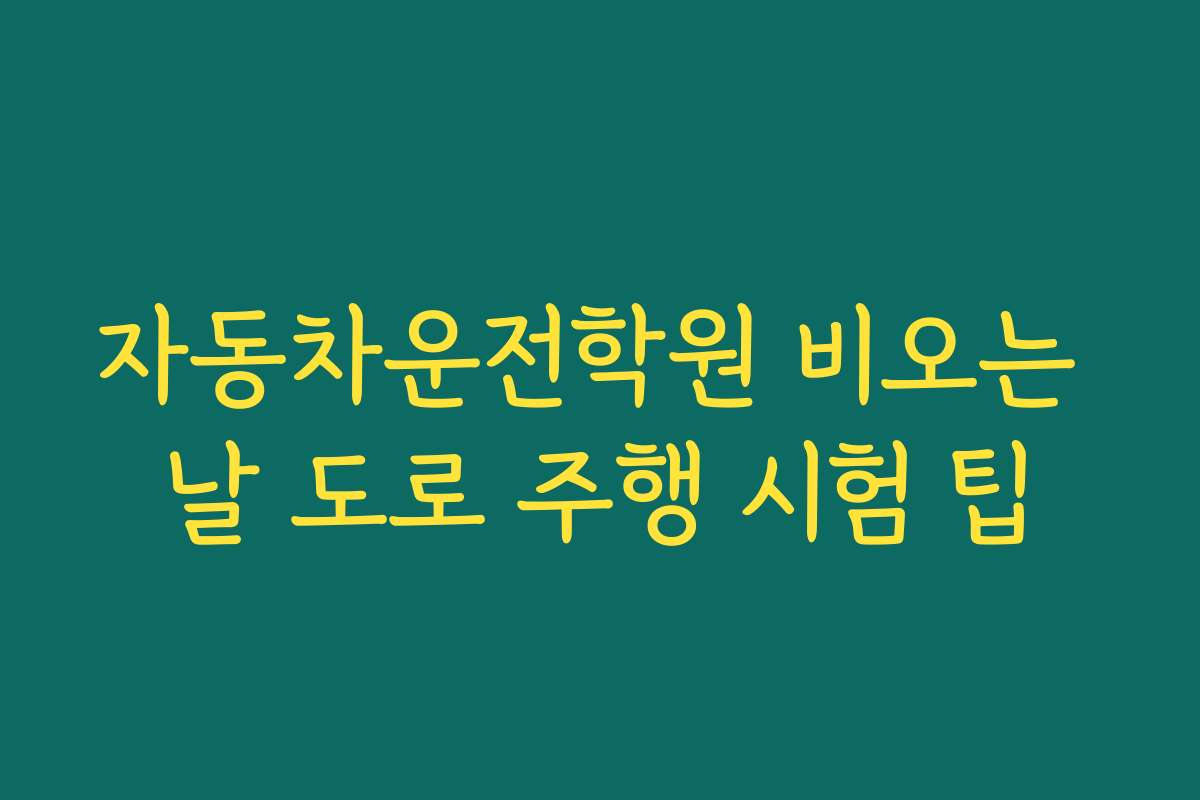 자동차운전학원 비오는 날 도로 주행 시험 팁
