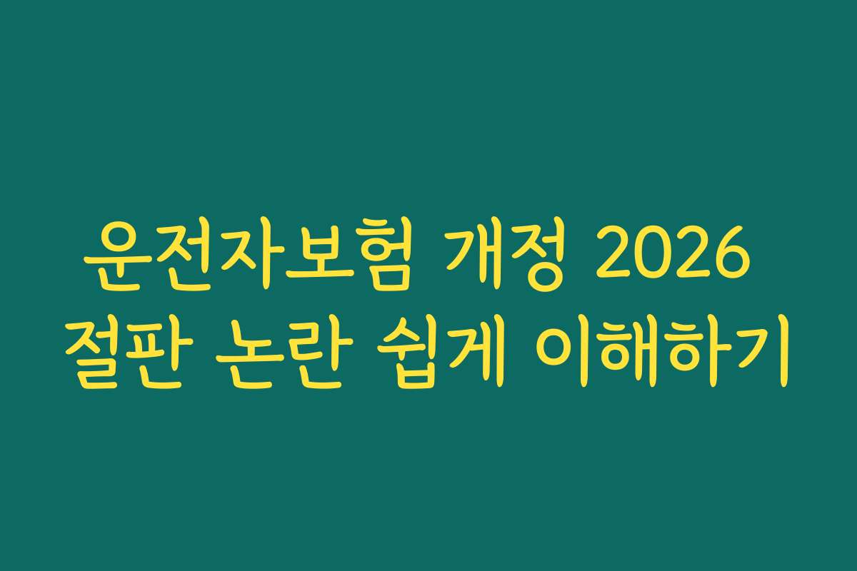운전자보험 개정 2026 절판 논란 쉽게 이해하기
