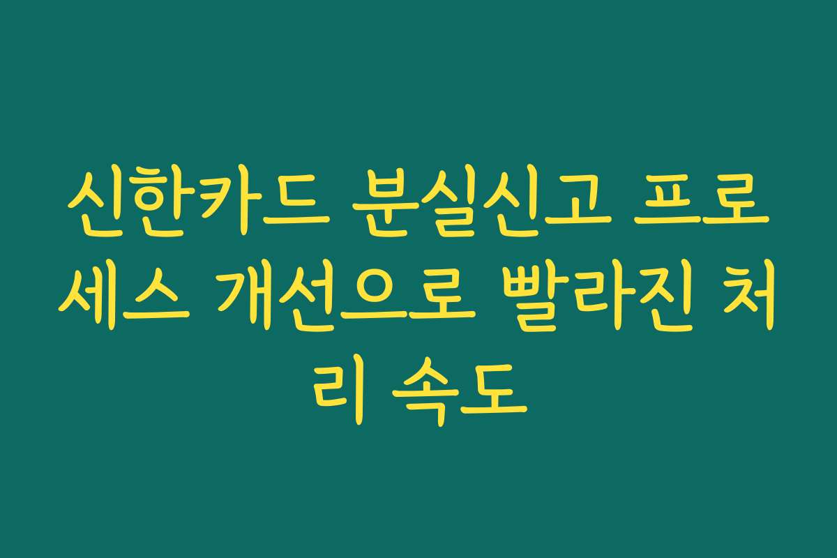신한카드 분실신고 프로세스 개선으로 빨라진 처리 속도