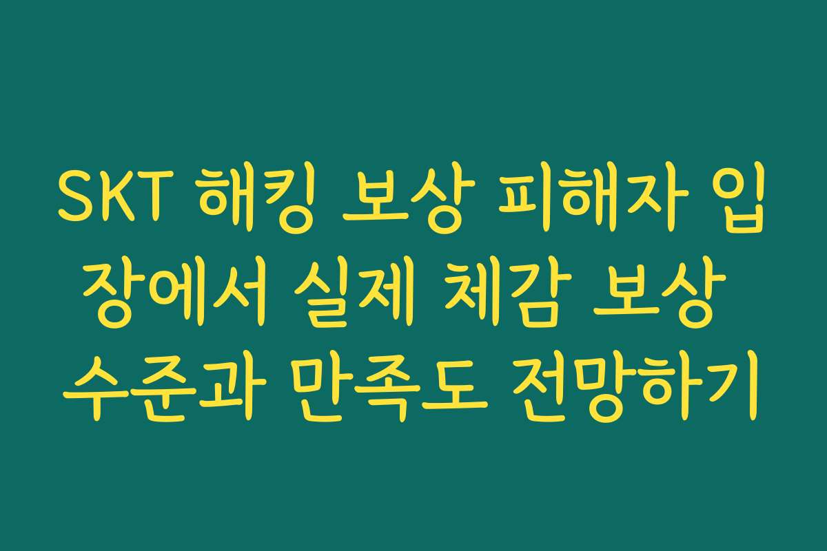 SKT 해킹 보상 피해자 입장에서 실제 체감 보상 수준과 만족도 전망하기