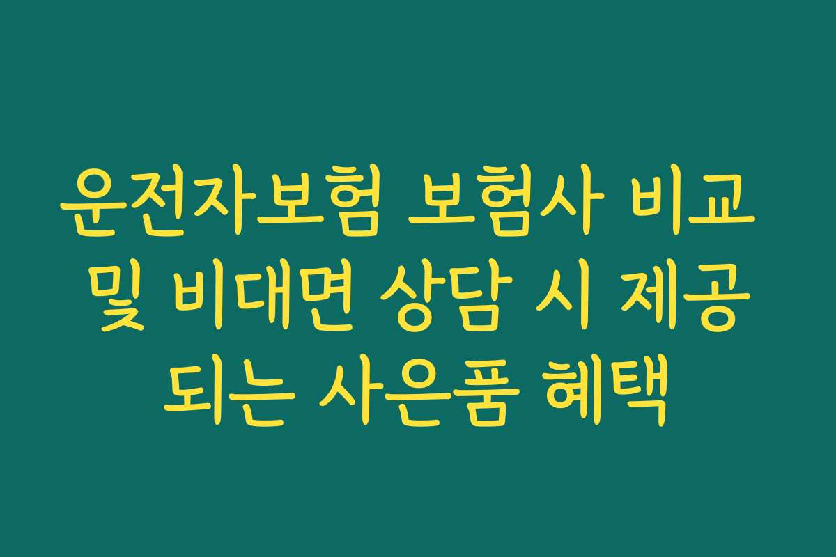 운전자보험 보험사 비교 및 비대면 상담 시 제공되는 사은품 혜택