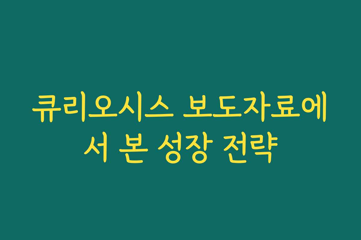 큐리오시스 보도자료에서 본 성장 전략