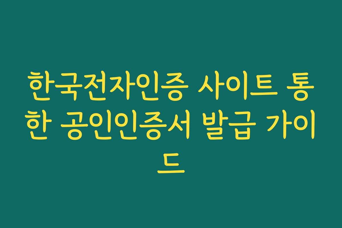 한국전자인증 사이트 통한 공인인증서 발급 가이드