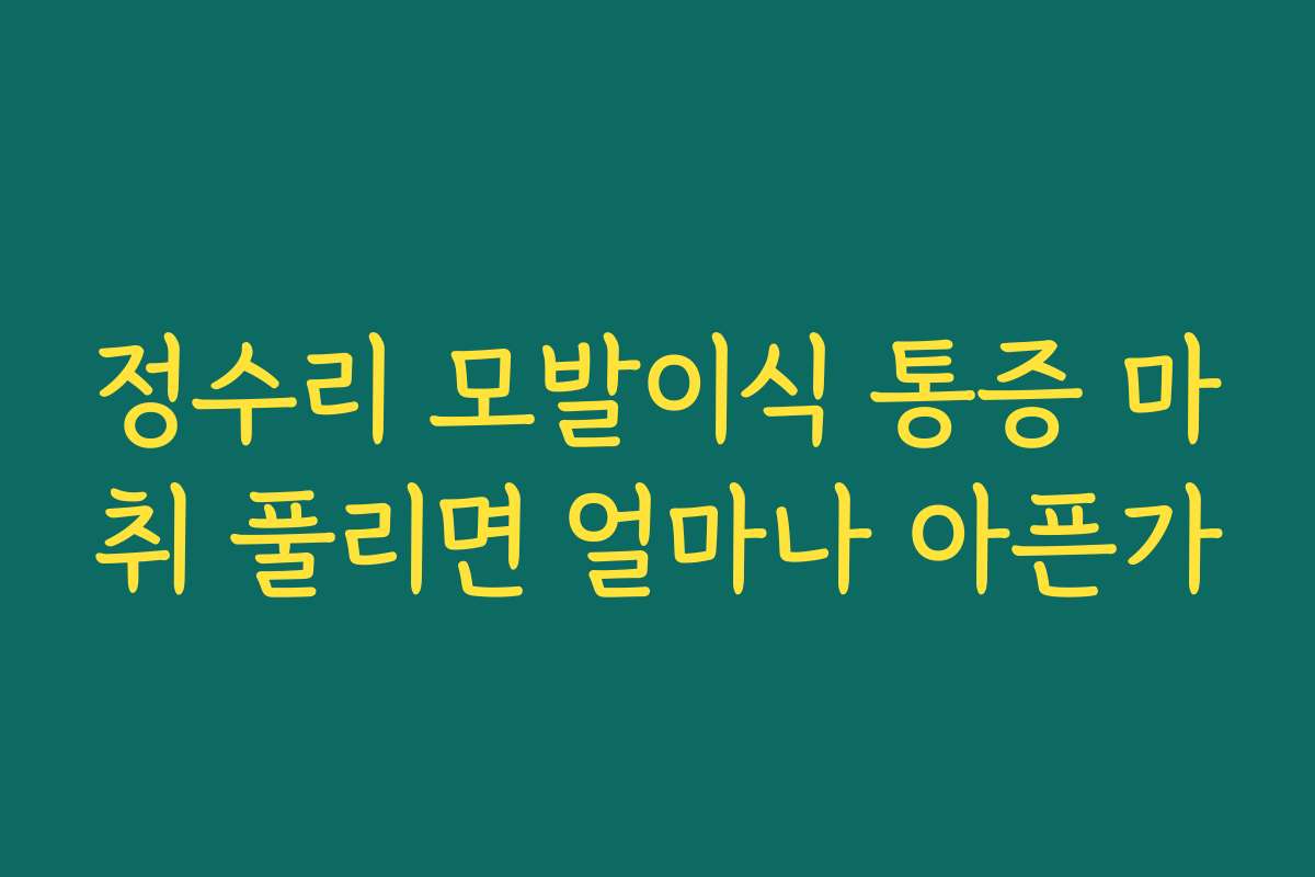 정수리 모발이식 통증 마취 풀리면 얼마나 아픈가