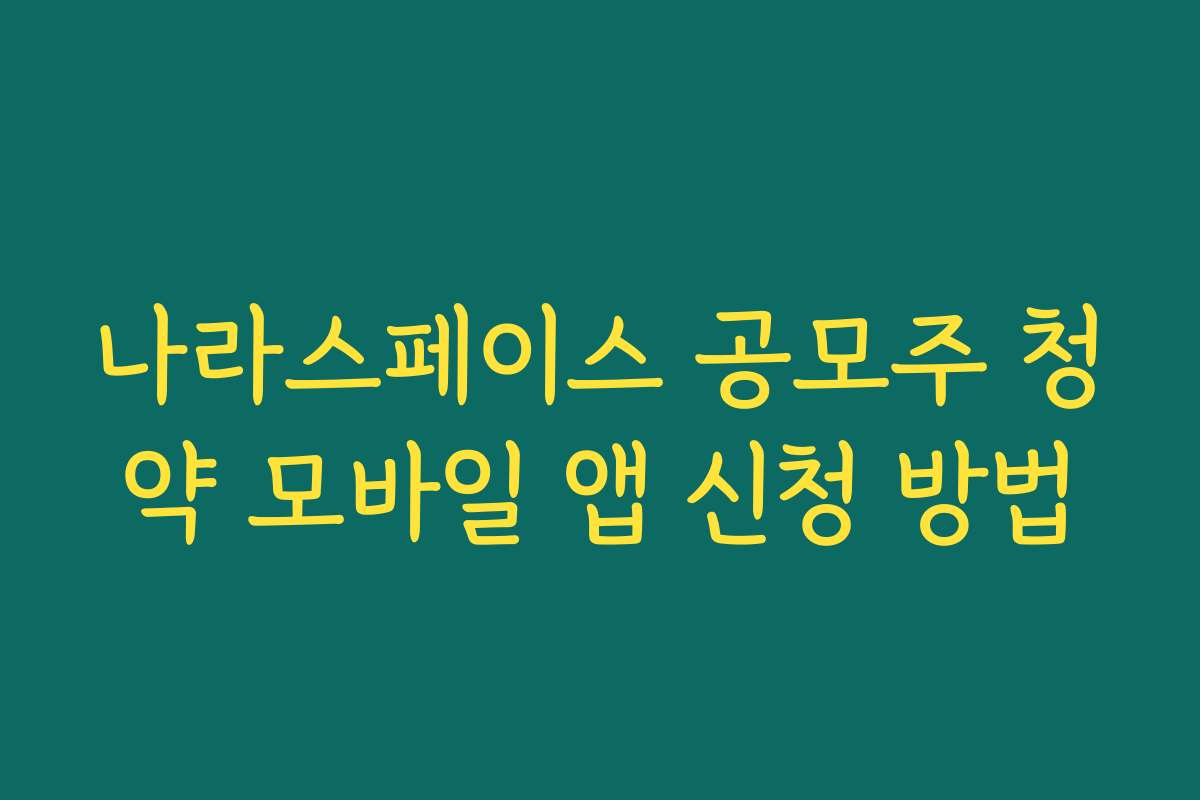 나라스페이스 공모주 청약 모바일 앱 신청 방법