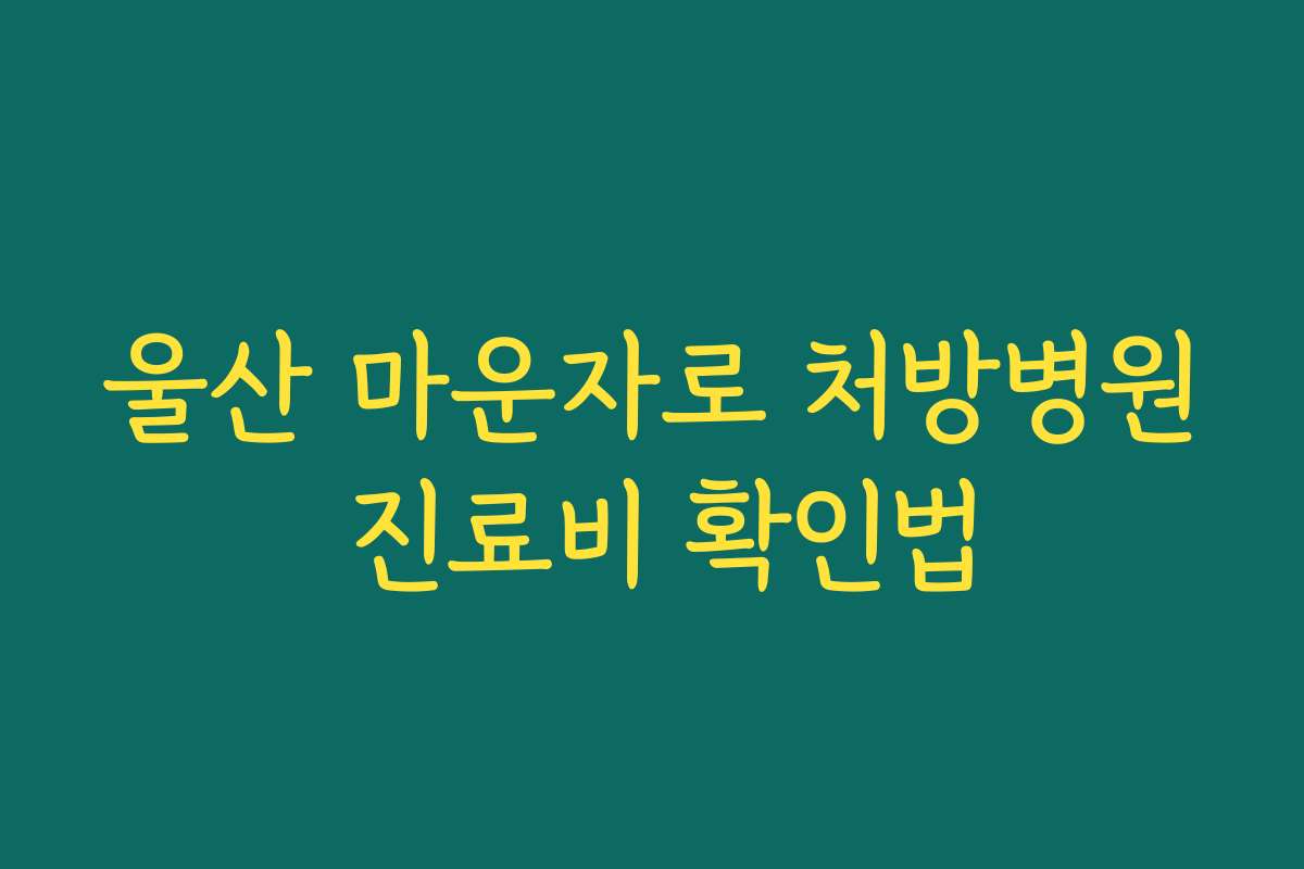 울산 마운자로 처방병원 진료비 확인법