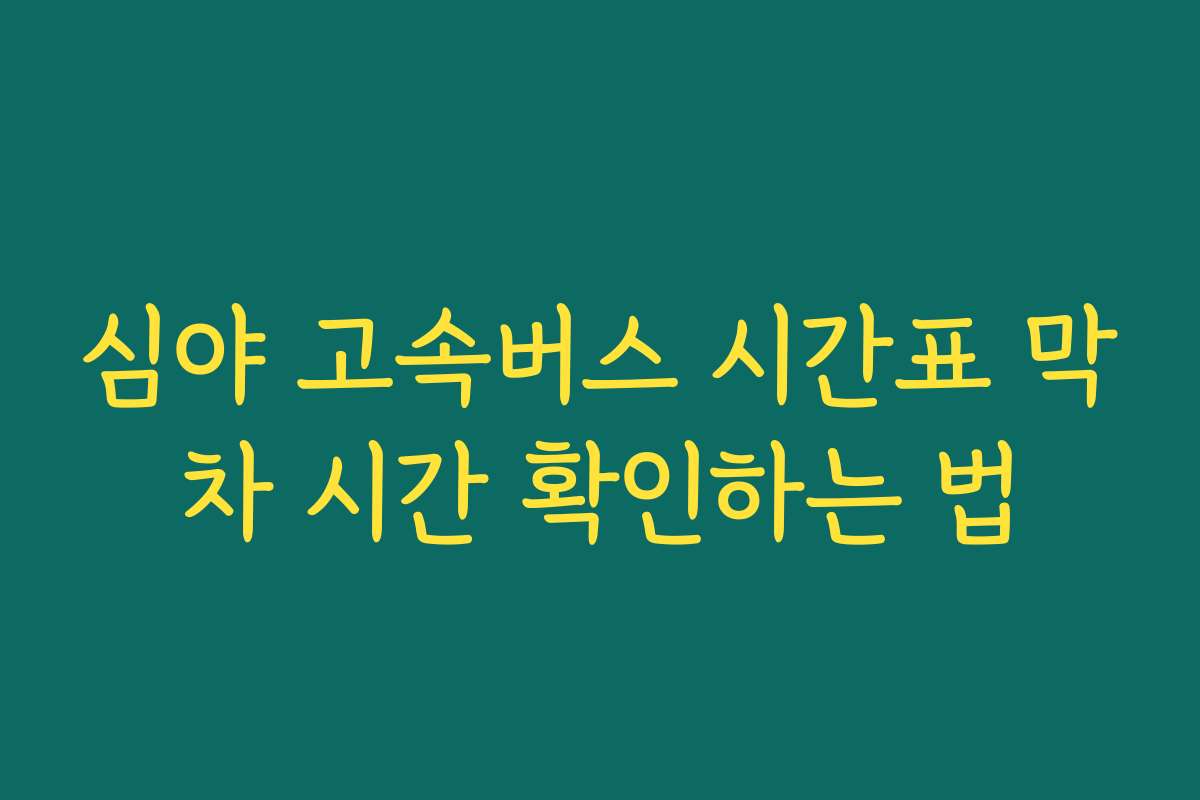 심야 고속버스 시간표 막차 시간 확인하는 법