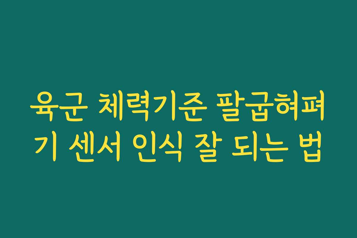 육군 체력기준 팔굽혀펴기 센서 인식 잘 되는 법