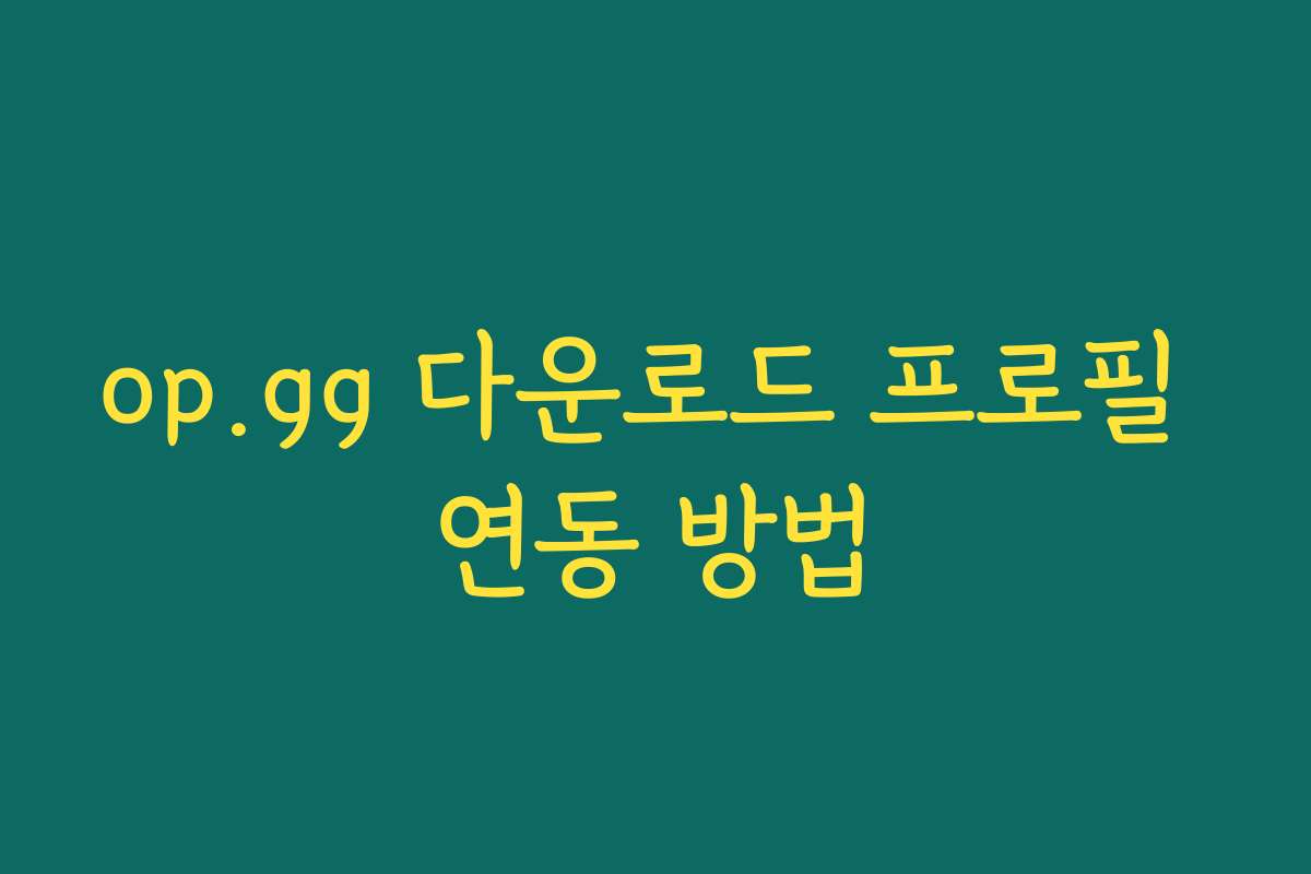 op.gg 다운로드 프로필 연동 방법