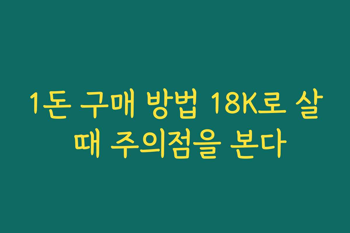 1돈 구매 방법 18K로 살 때 주의점을 본다