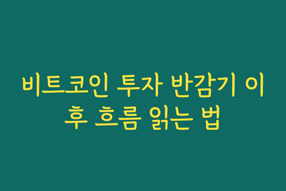 비트코인 투자 반감기 이후 흐름 읽는 법