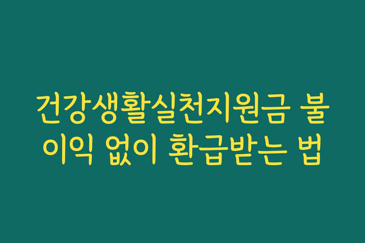 건강생활실천지원금 불이익 없이 환급받는 법