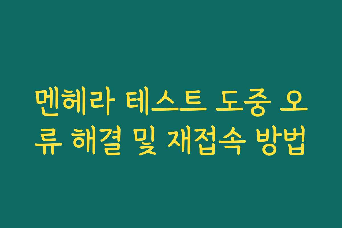 멘헤라 테스트 도중 오류 해결 및 재접속 방법