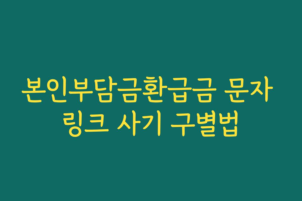 본인부담금환급금 문자 링크 사기 구별법