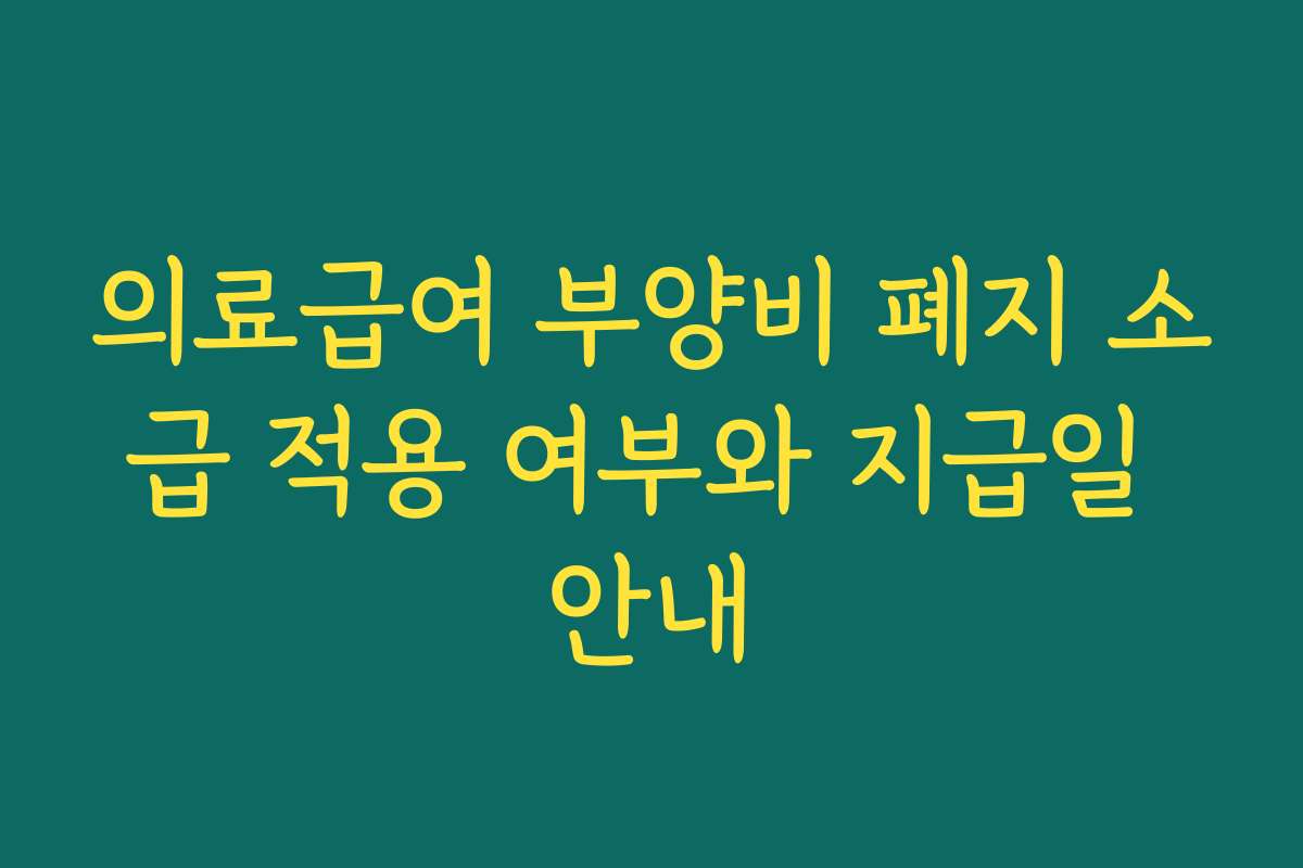 의료급여 부양비 폐지 소급 적용 여부와 지급일 안내